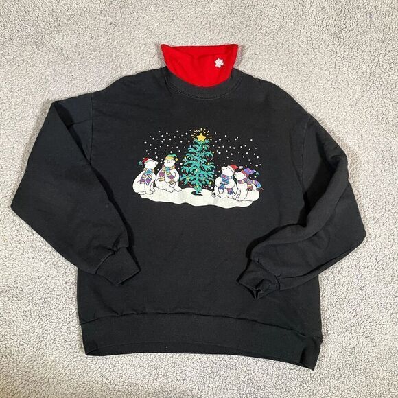 Vintage Christmas Tree Turtlneck Sweater Women's Pullover 80s 90s Gopher Sport L - Picture 1 of 7